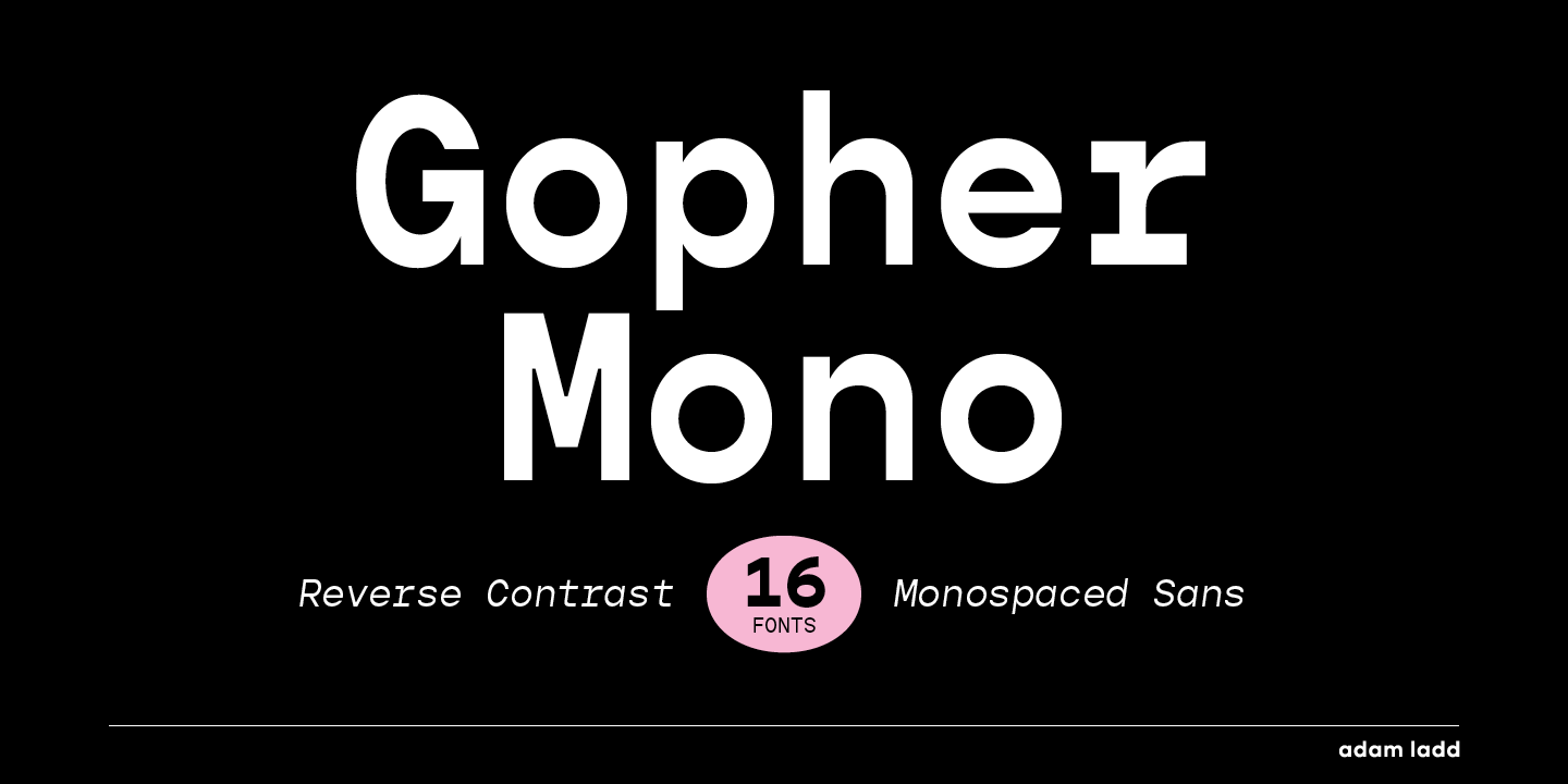 Ejemplo de fuente Gopher Mono Light Italic